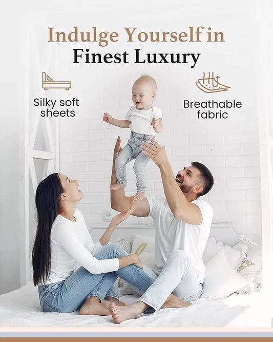 Cotton Elastic Fitted Double Bedsheets With Pillow