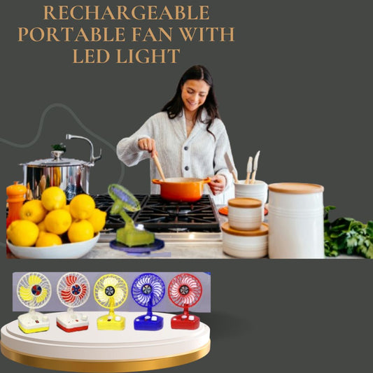 Rechargeable Portable Fan with LED Light