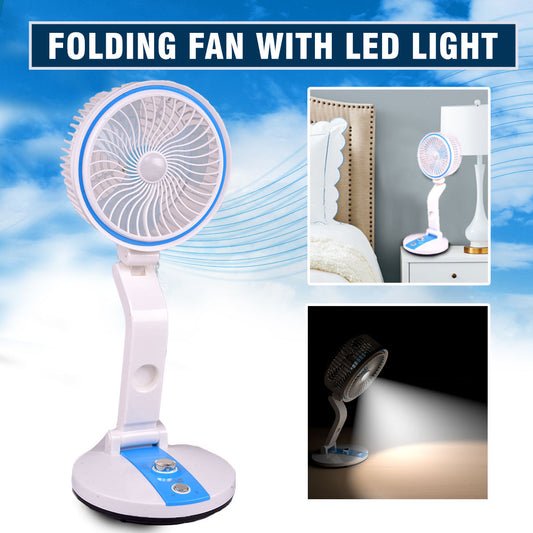 Portable Fan LED Light USB Rechargeable Folding