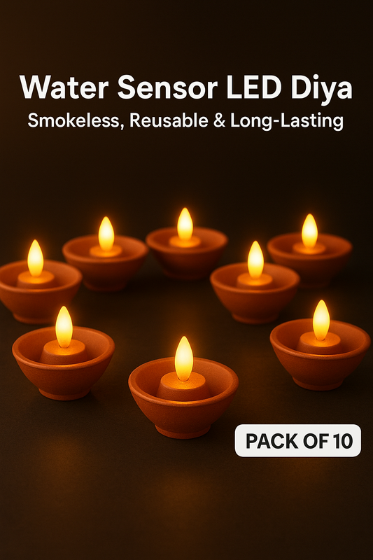 Sensor LED Reusable Water Diyas Bright Long