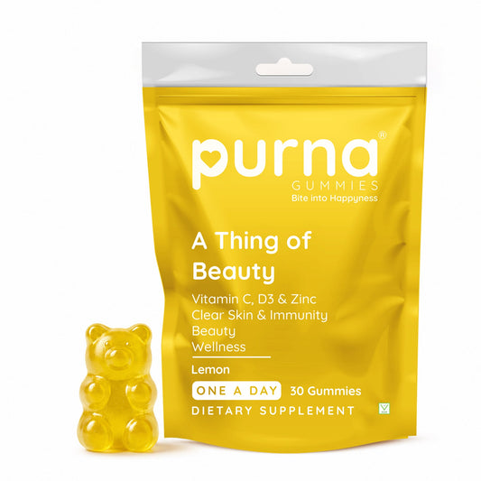 Purna Vitamin C lemon flavor vegan gummies with Vitamin C D3 and Zinc