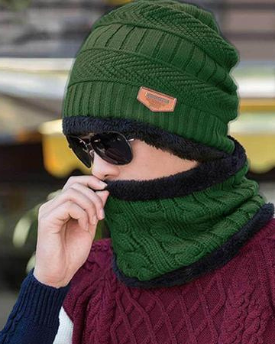 Winters Cap & Muffler for Men & Women(Green)