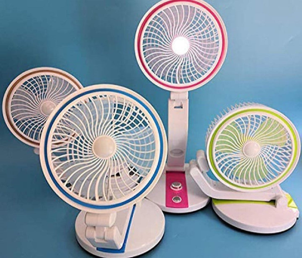 Portable Fan LED Light USB Rechargeable Folding