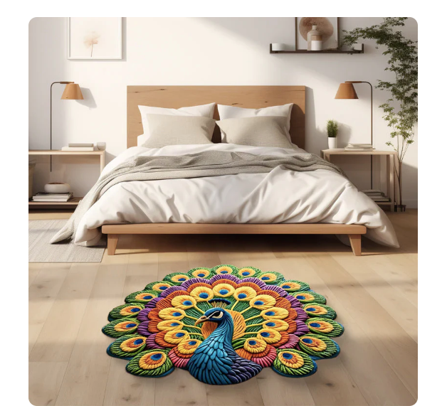Royal Peacock Design Floor Mat Elegant Home