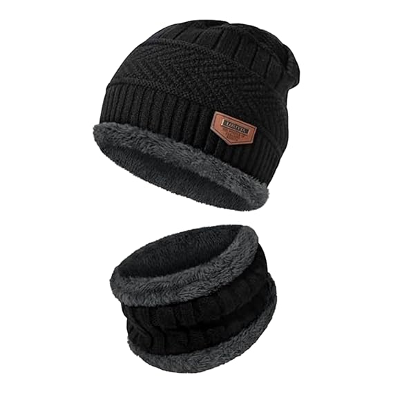 Winters Cap & Muffler for Men & Women(Black)