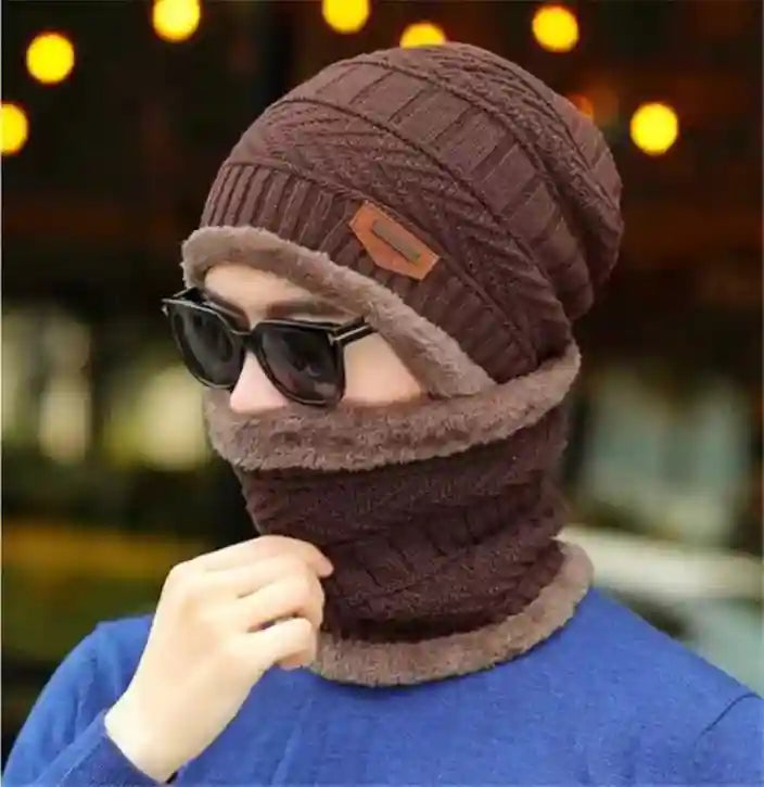 Winters Cap & Muffler for Men & Women(Brown)