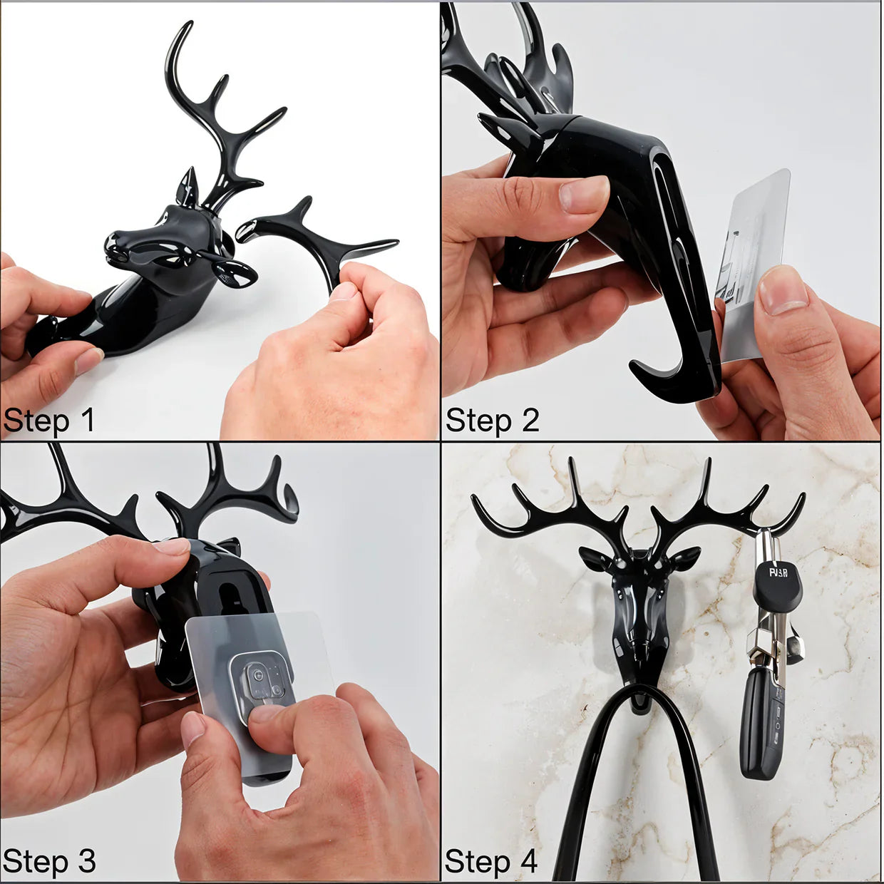 Decorative Deer Head Adhesive Wall Hook Hanger