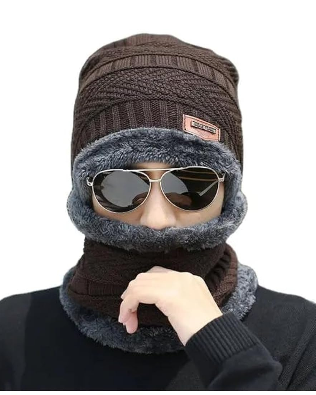 Winters Cap & Muffler for Men & Women(Brown)