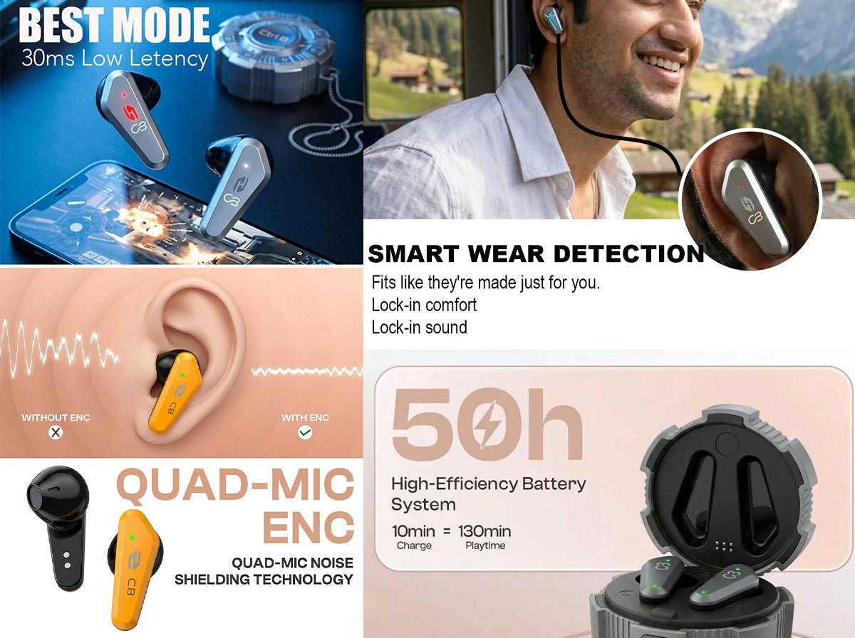 CTRL8 X35 true wireless earbuds featuring quad-mic ENC and 50-hour battery life