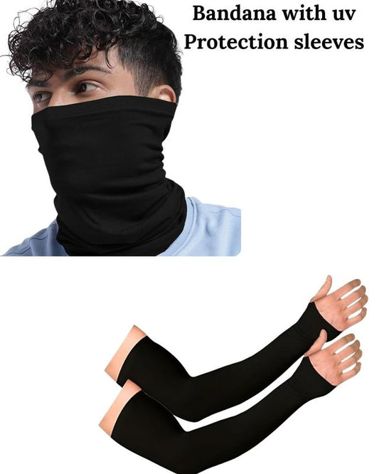Arm Sleeve & Bandana Combo for Men & Women UV Protection Hand Sleeves