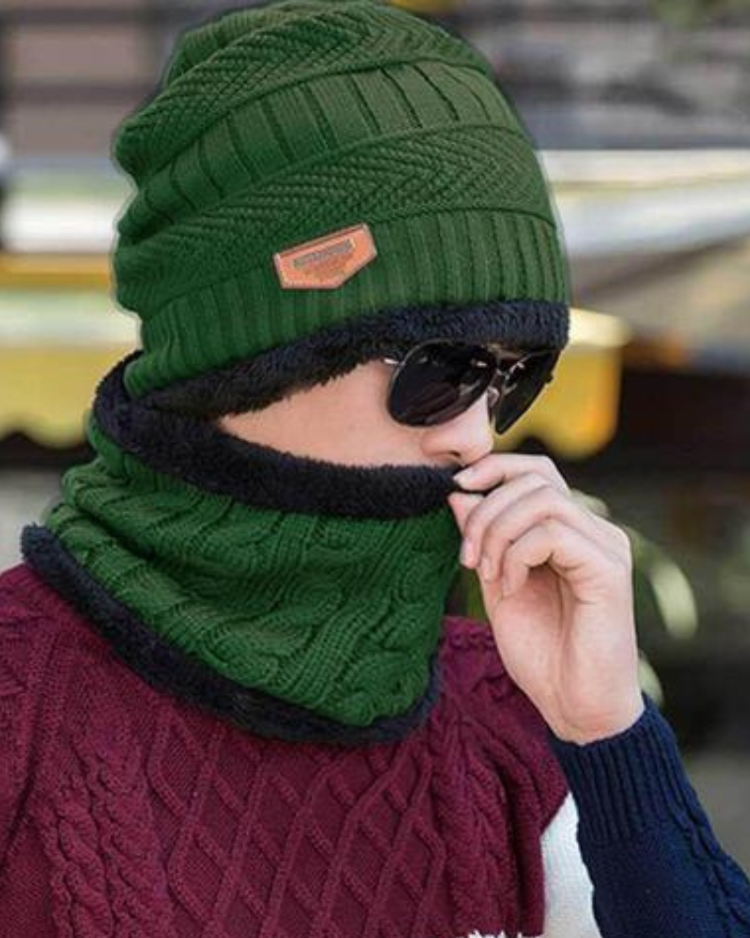 Winters Cap & Muffler for Men & Women(Green)