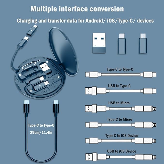 🔌 8-in-1 Fast Charge Cable Kit – USB-C, Lightning & Micro + Compact Travel Box ✈️Just @ ₹299/-