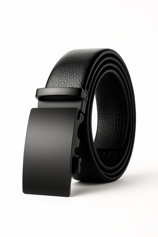 🖤 Premium Black Leather Belt for Men | 🔒 Auto-Lock Buckle | 💼 Adjustable & Durable Design | 👔 Formal & 👖 Casual Wear