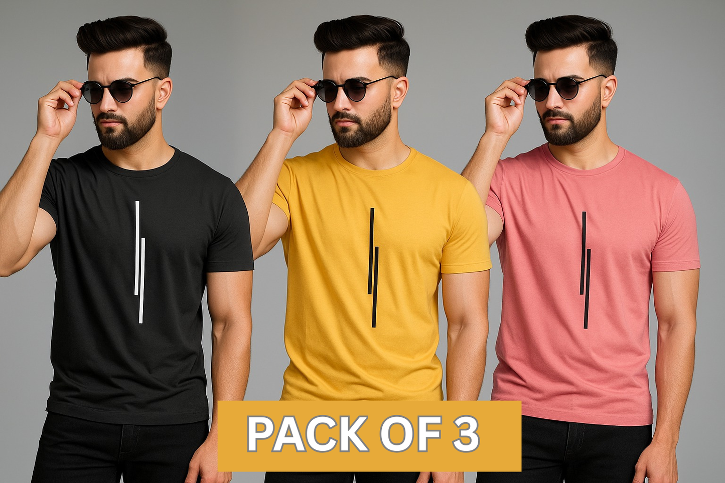 👕RoundNeck Multicolor Lightweight Men’s T-Shirt _ Pack of 3 @Just Rs. 499/-✨
