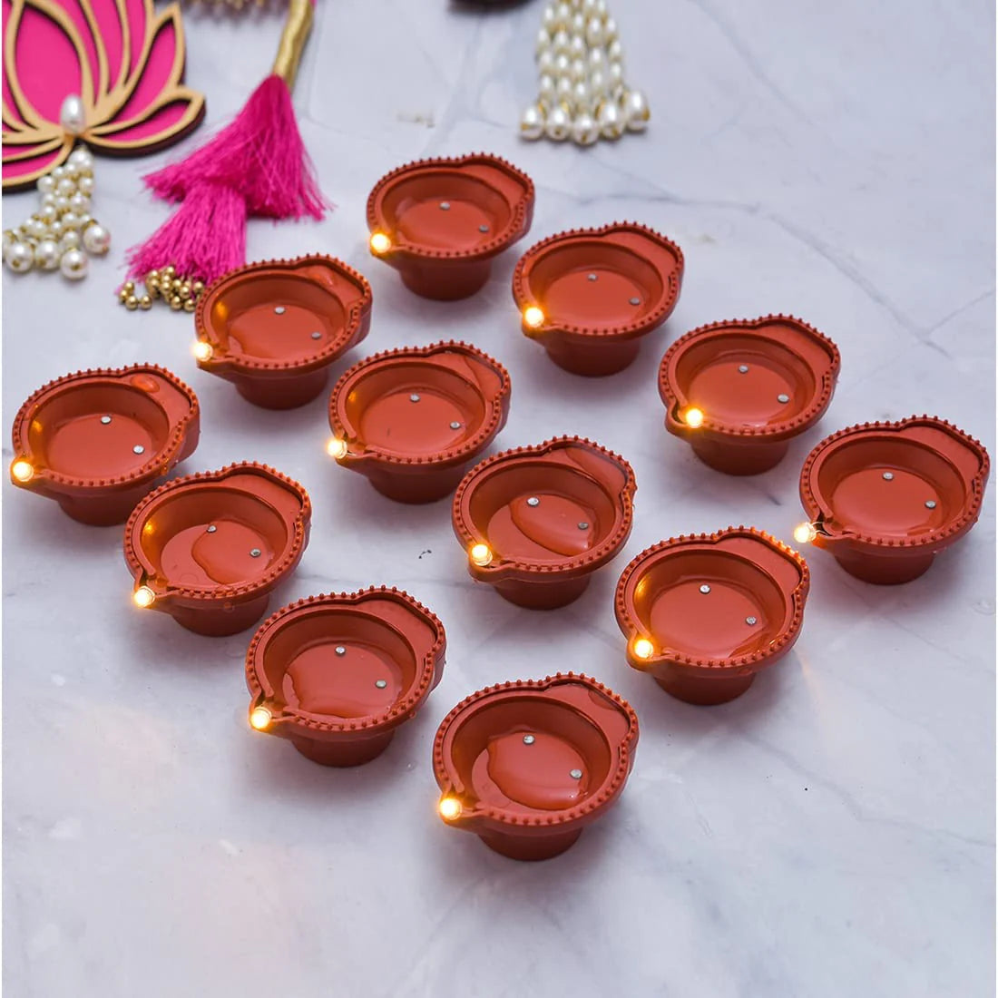 Sensor LED Reusable Water Diyas Bright Long