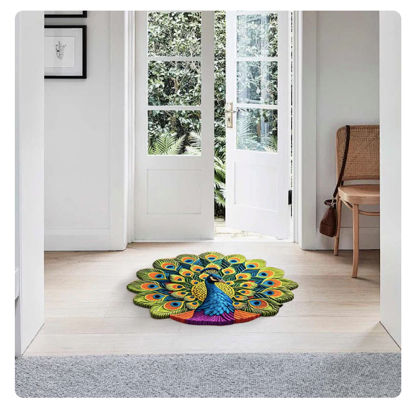 Royal Peacock Design Floor Mat Elegant Home