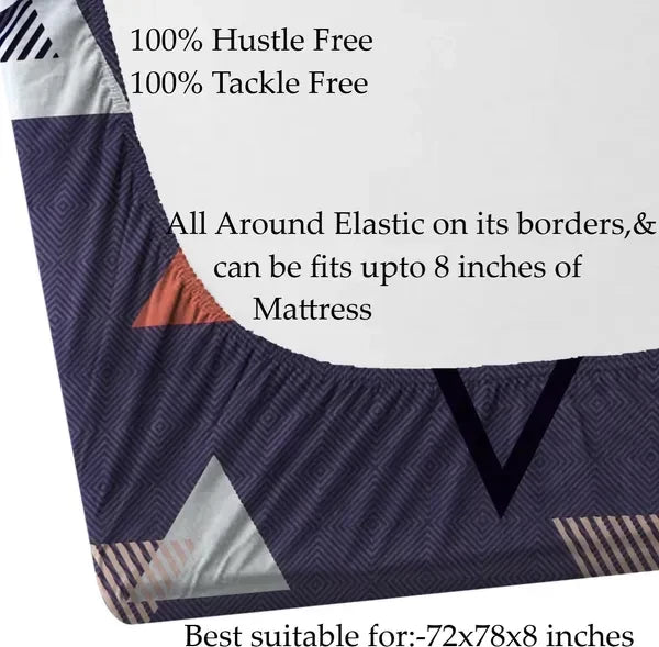 Cotton Elastic Fitted Double Bedsheets With Pillow