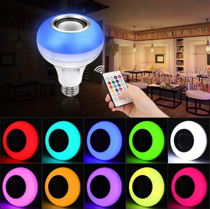 Color‑Changing LED Bulb Bluetooth Speaker With Remote