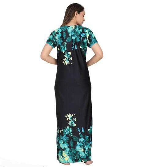 Womens Set Printed Satin Maxi Nighty 299