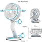 Portable Fan LED Light USB Rechargeable Folding
