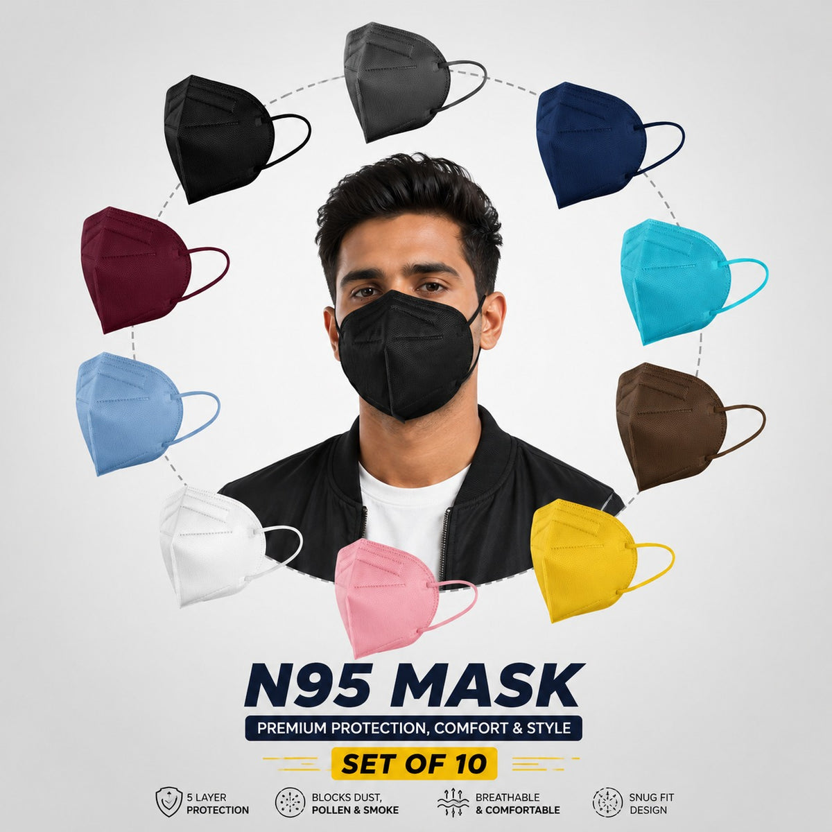 N95 Masks Anti Pollution Washable Usable Layered-UP