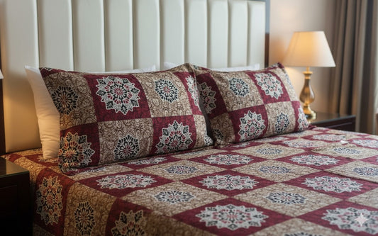 Cotton Double Bedsheet With 2 Pillow Covers