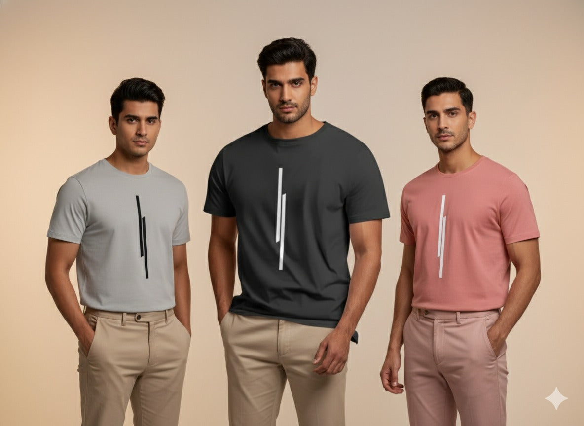 Men's Round Neck Graphic Printed T-Shirts Combo Pack of 3