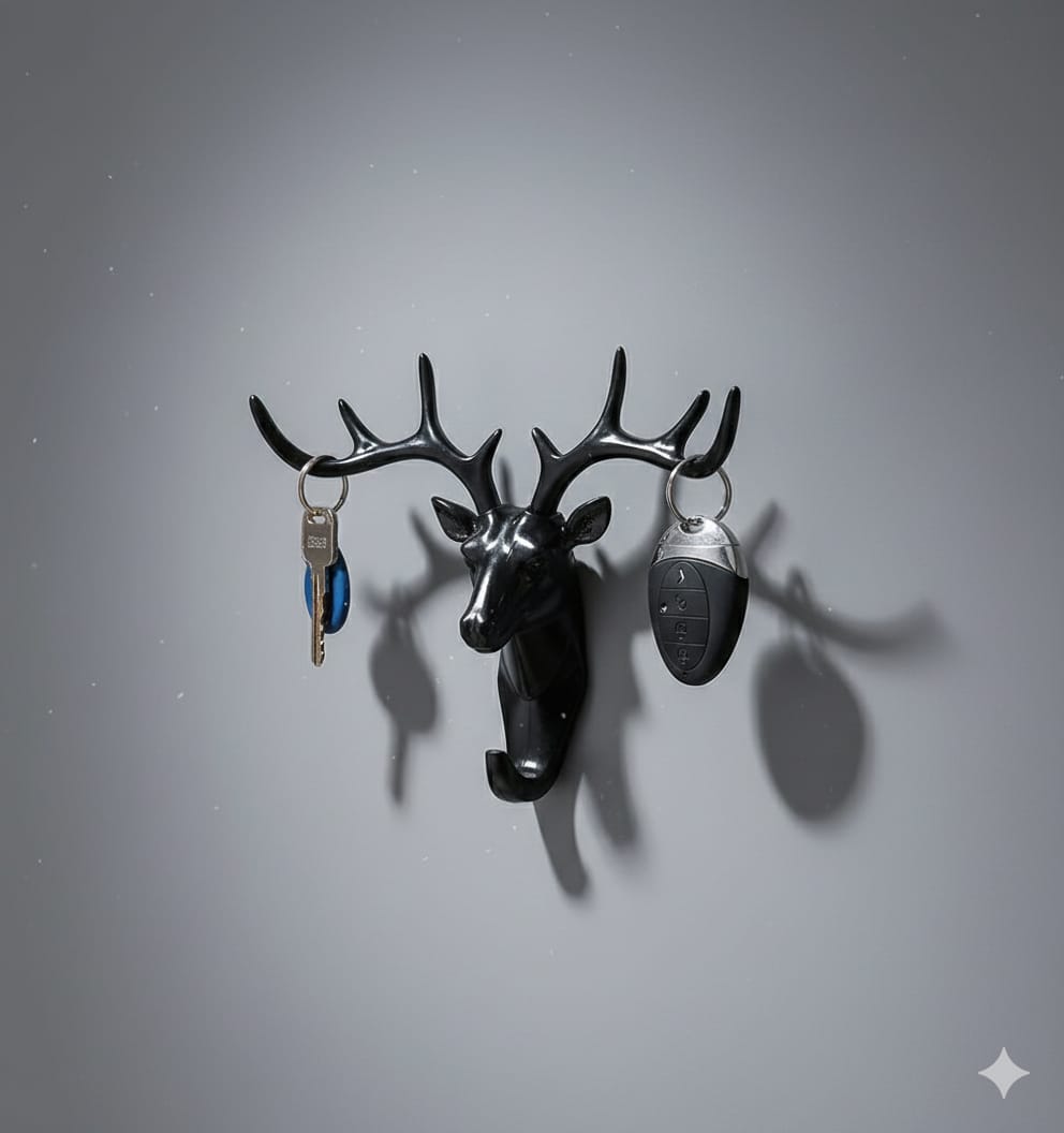 Decorative Deer Head Adhesive Wall Hook Hanger