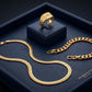 Men's luxury gold trio jewellery set with chain bracelet and ring